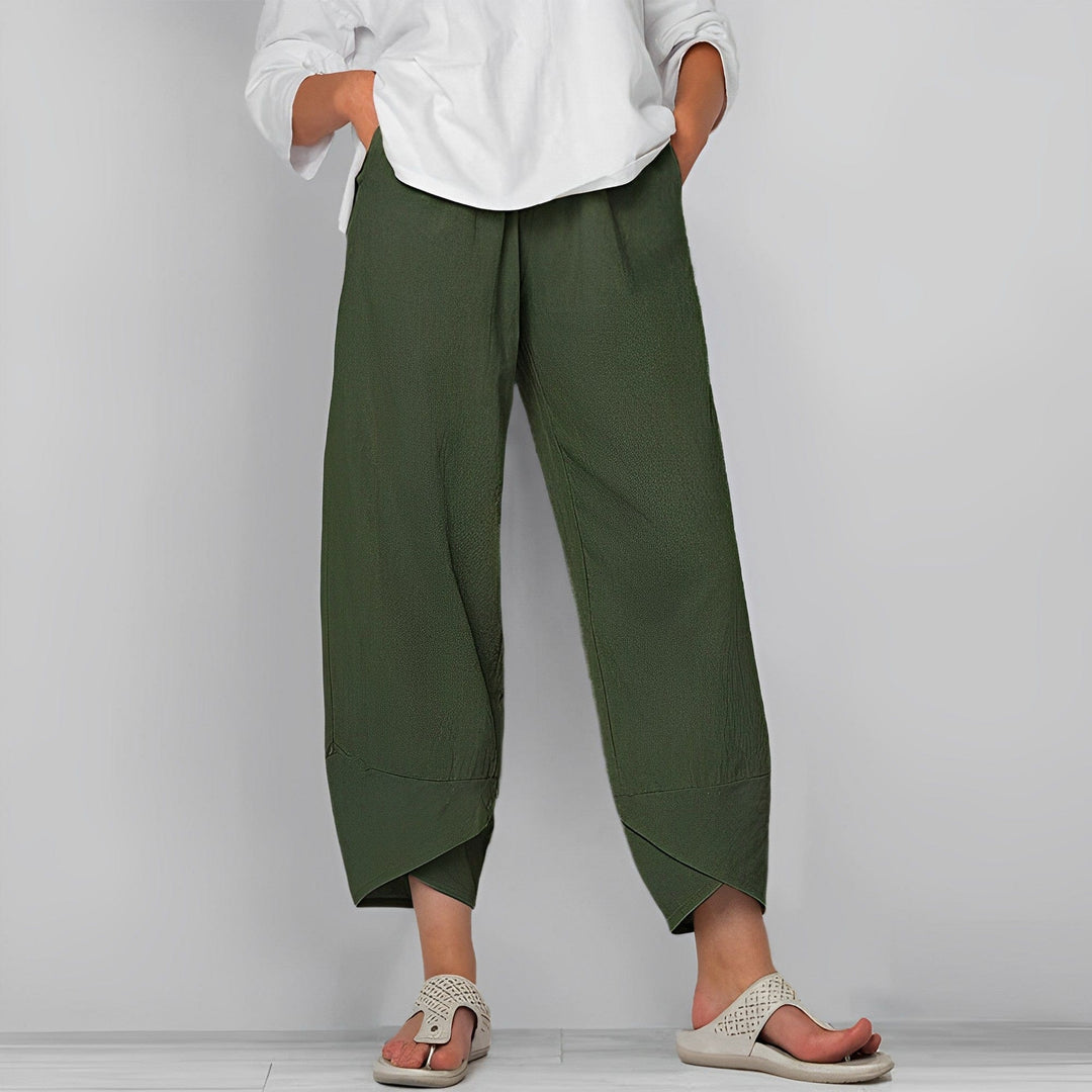 Drune | Trendige Weite Asymmetrische Leinenhosen Für Damen