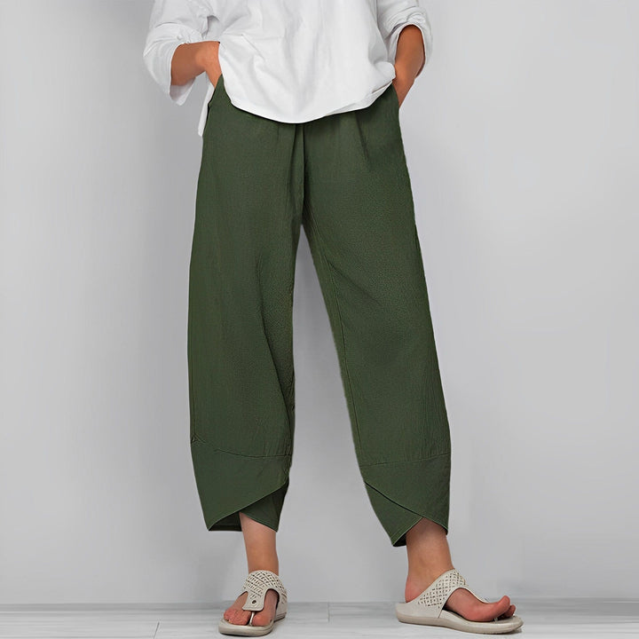 Drune | Trendige Weite Asymmetrische Leinenhosen Für Damen