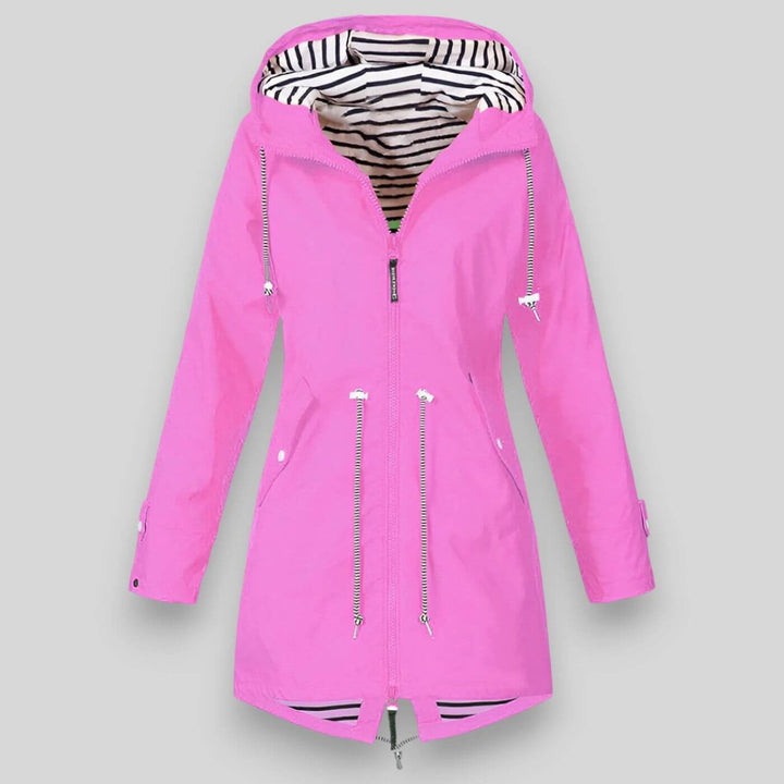 Drune | Wasserdichte Regenjacke mit Kordelzug Taille und Kapuzen Reißverschluss
