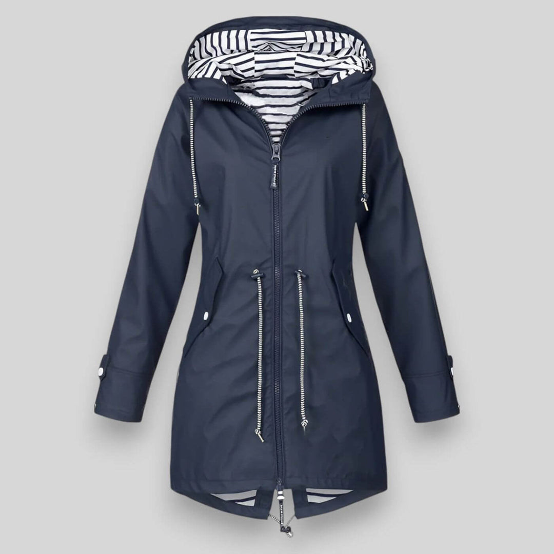 Drune | Wasserdichte Regenjacke mit Kordelzug Taille und Kapuzen Reißverschluss