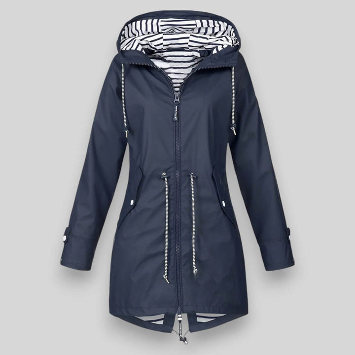 Drune | Wasserdichte Regenjacke mit Kordelzug Taille und Kapuzen Reißverschluss