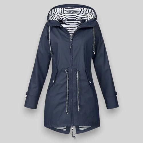 Drune | Wasserdichte Regenjacke mit Kordelzug Taille und Kapuzen Reißverschluss