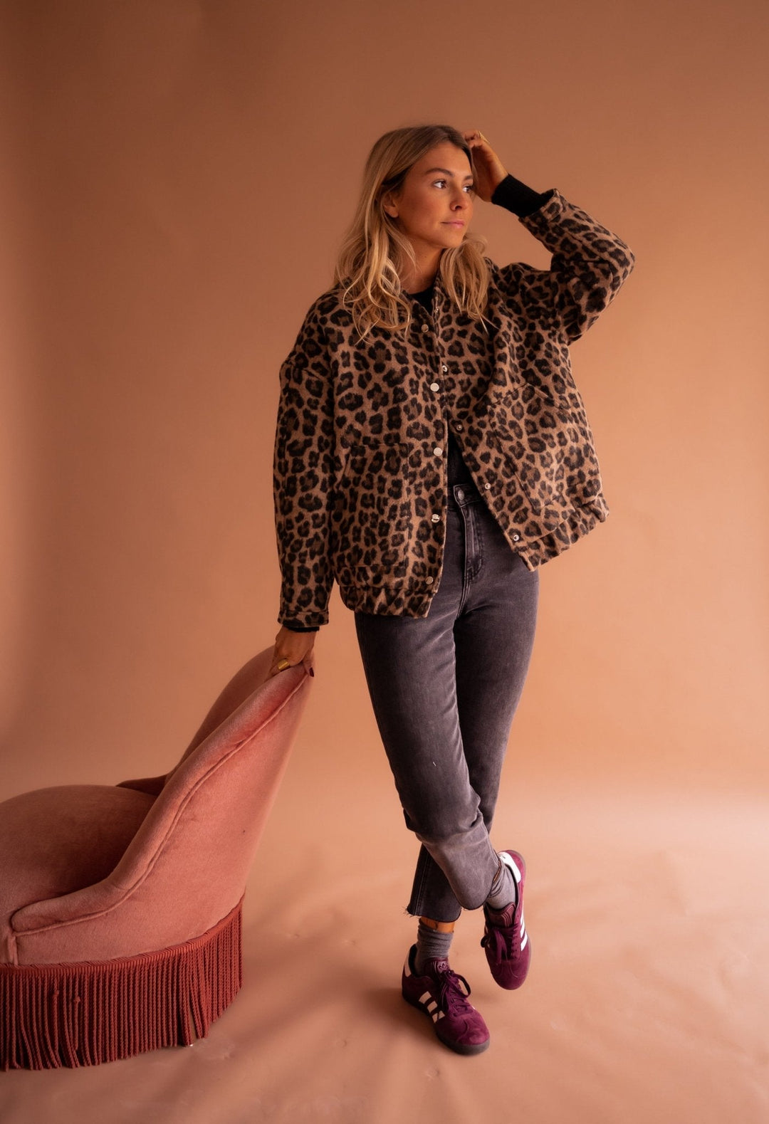 Drune | Oversized und stylische Leopardenfell-Effektjacke