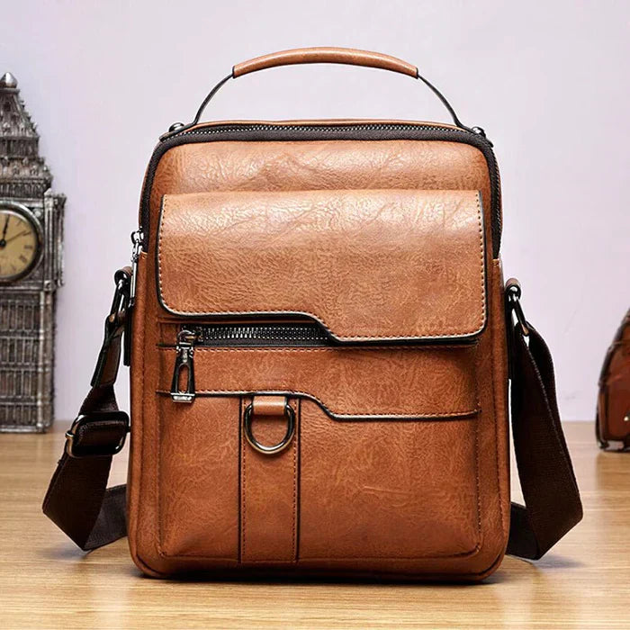 Damen Elegante Leder Schultertasche mit Reißverschluss & Verstellbarem Schulterriemen | Drune
