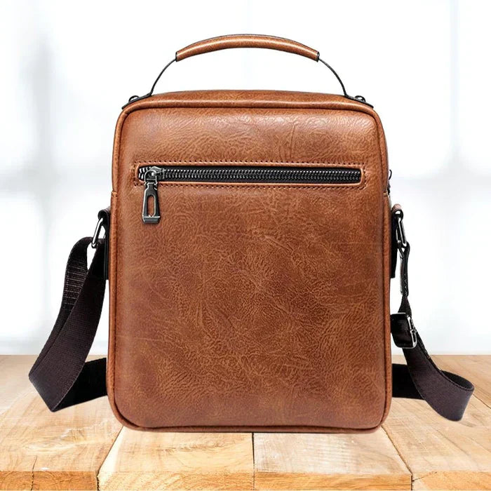 Damen Elegante Leder Schultertasche mit Reißverschluss & Verstellbarem Schulterriemen | Drune