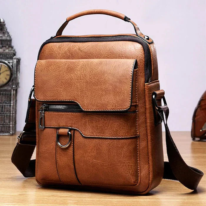 Damen Elegante Leder Schultertasche mit Reißverschluss & Verstellbarem Schulterriemen | Drune