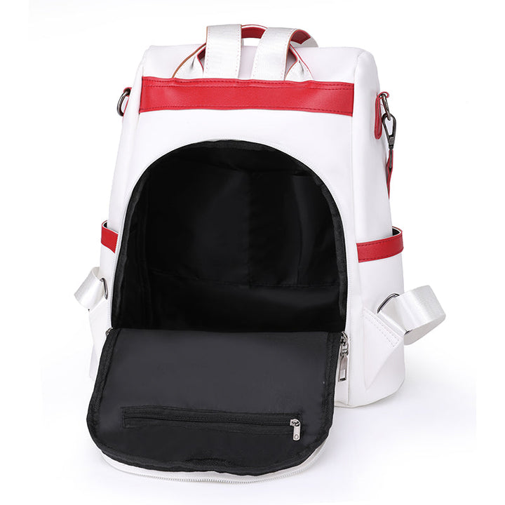 Drune | Luxus Damen Reise Schwarz Rot Weiß Rucksack