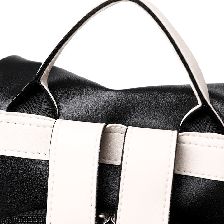 Drune | Luxus Damen Reise Schwarz Rot Weiß Rucksack