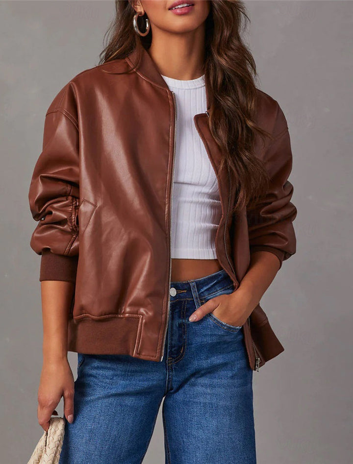 Drune | Lockere Lederjacke für Damen