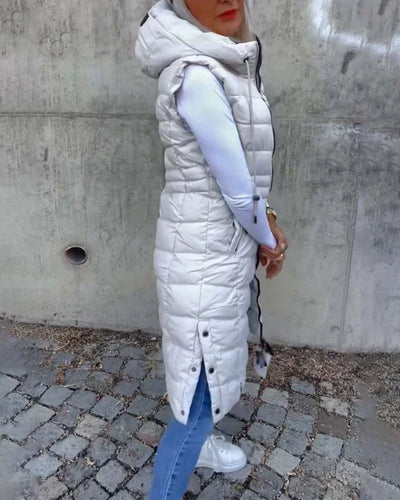 Drune | Ärmellose, Lässige Steppjacke mit Kapuze und Reißverschluss