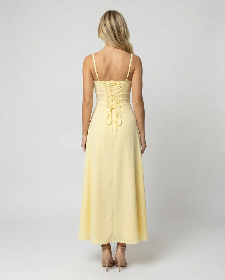 Elegantes Damen-Maxi-Kleid mit Spaghettiträgern für festliche Anlässe | Drune