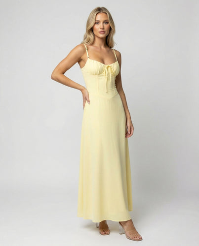 Elegantes Damen-Maxi-Kleid mit Spaghettiträgern für festliche Anlässe | Drune