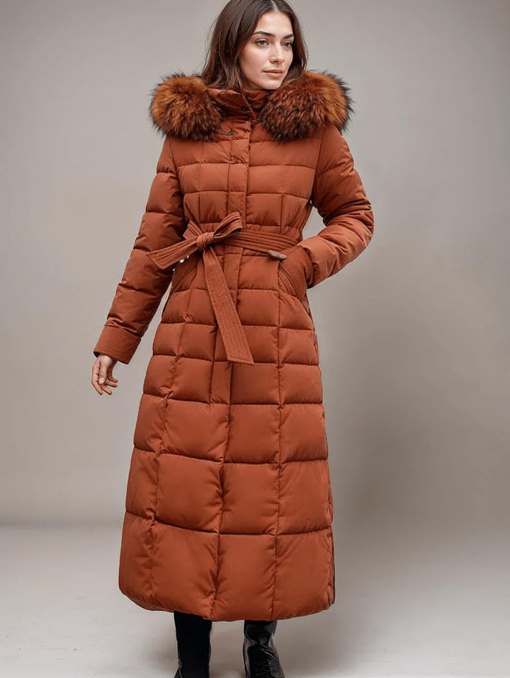 Drune | Gürteltaschen-Pufferjacke - Mit Kunstfellbesatz Kapuze - Ultra-warme Isolierung - Winter Chic