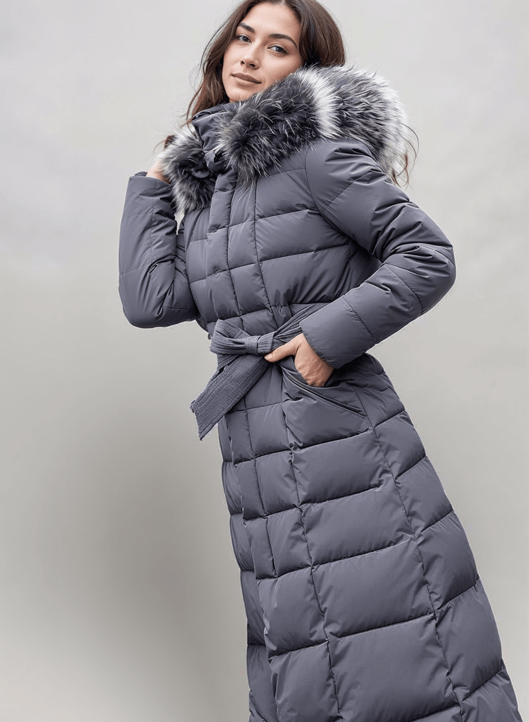 Drune | Gürteltaschen-Pufferjacke - Mit Kunstfellbesatz Kapuze - Ultra-warme Isolierung - Winter Chic
