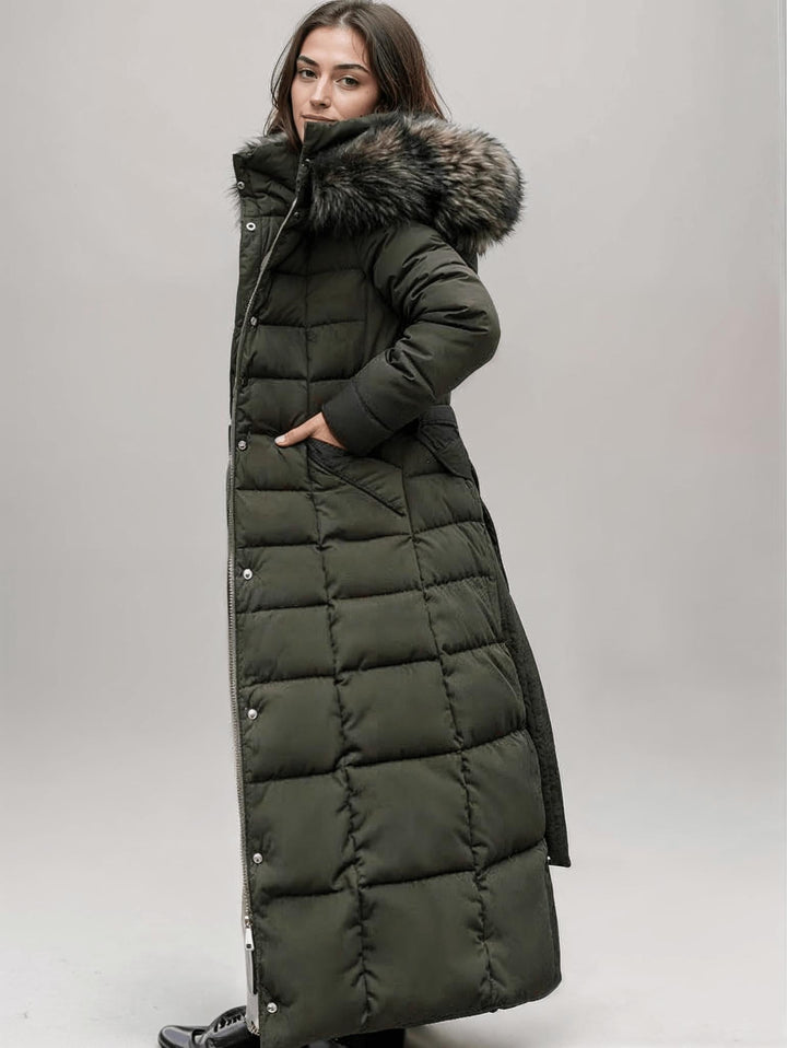 Drune | Gürteltaschen-Pufferjacke - Mit Kunstfellbesatz Kapuze - Ultra-warme Isolierung - Winter Chic