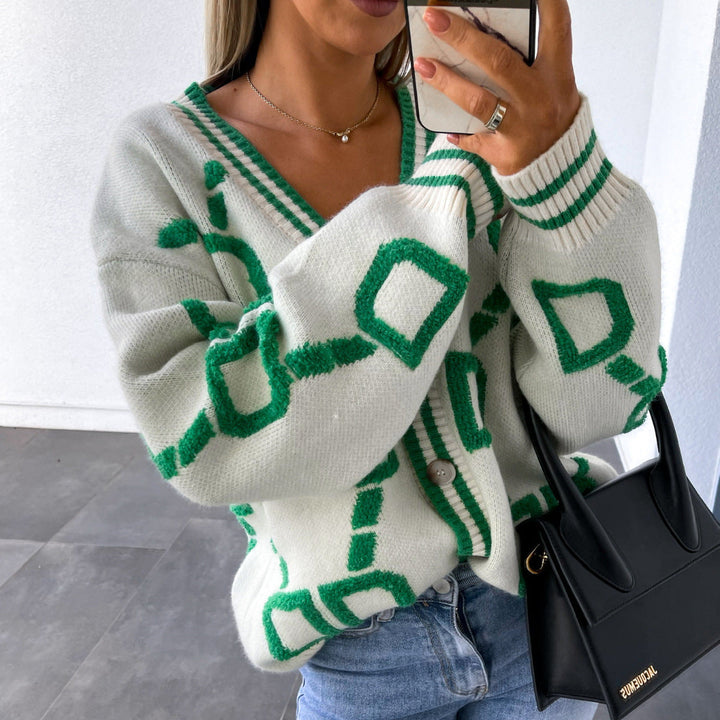 Drune | Oversized Cardigan Grafisches Muster Trendy Design