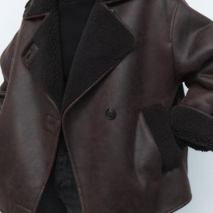 Drune | Faux Shearling Jacke - Warm & Stilvoll - Lederlook - Winter-Essential