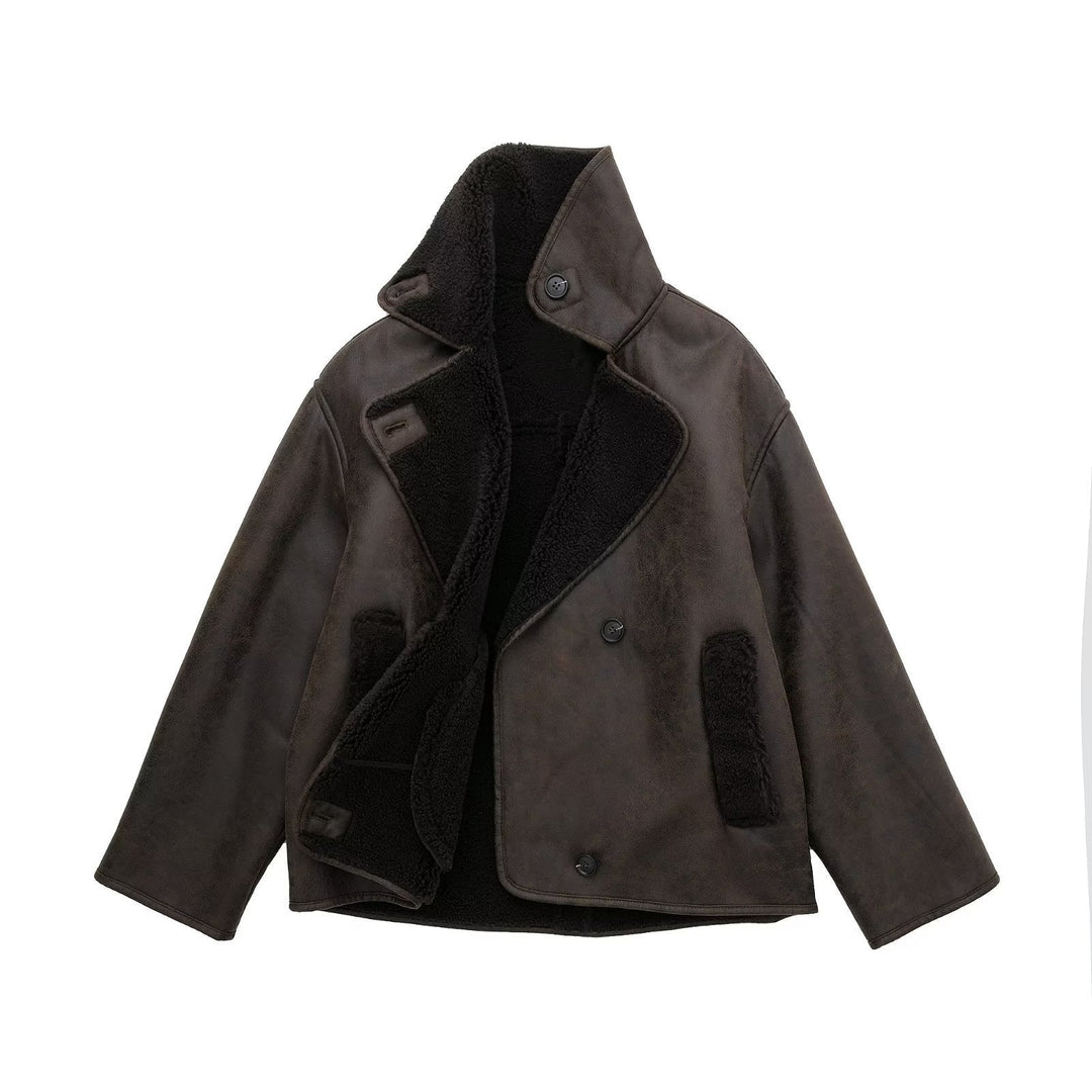 Drune | Faux Shearling Jacke - Warm & Stilvoll - Lederlook - Winter-Essential