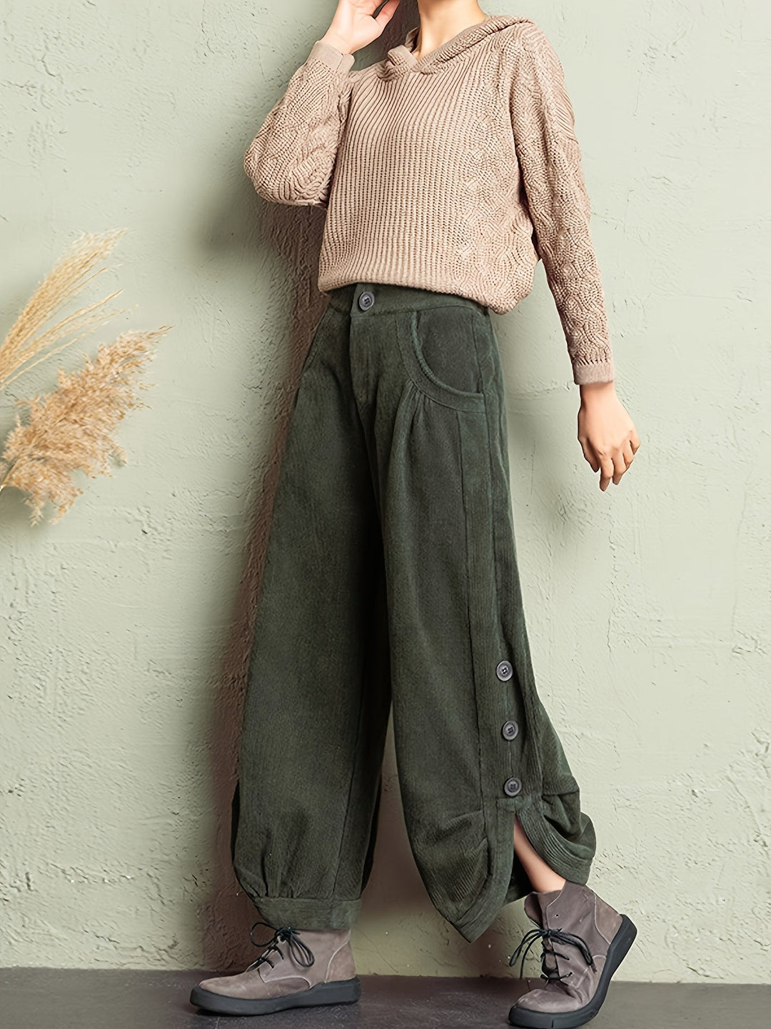 Drune | Plissierte Corduroyhose