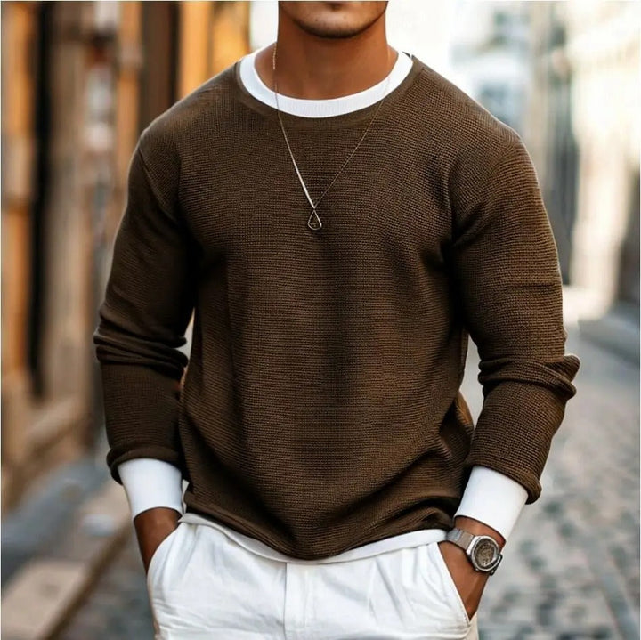 Drune | Strukturierter Strickpullover Lange Ärmel Lässiger und Stilvolles Aussehen