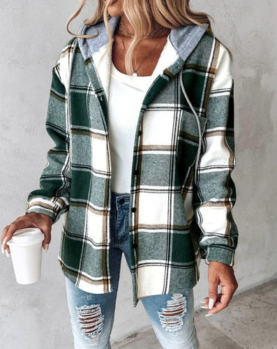 Drune | Karierte Jacke mit Kapuze und Warmem Futter für Damen