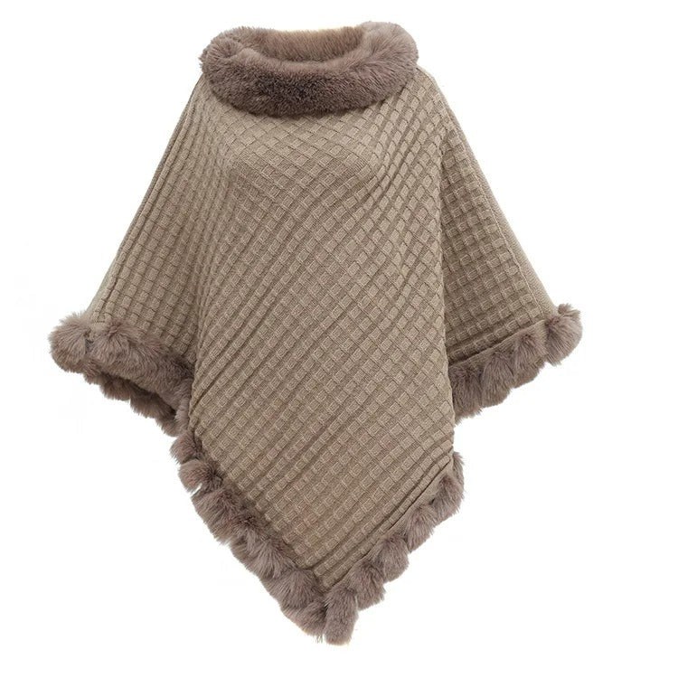 Drune | Gemütlicher Vintage Strickmantel mit Kragen aus Kunstfell