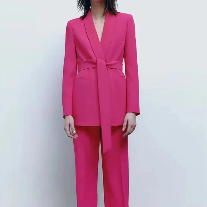 Drune | Mehrfarben Hausbekleidungsstil Blazer und Hose Set