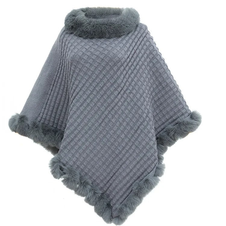 Drune | Gemütlicher Vintage Strickmantel mit Kragen aus Kunstfell