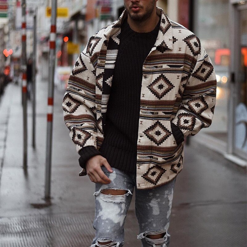 Drune | Lose Bedruckte Vintage-Jacke für Männer