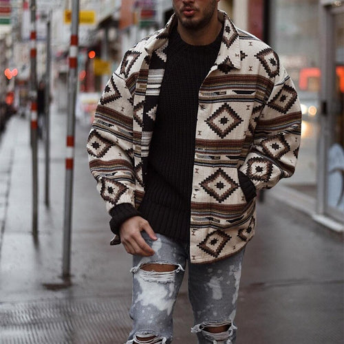 Drune | Lose Bedruckte Vintage-Jacke für Männer