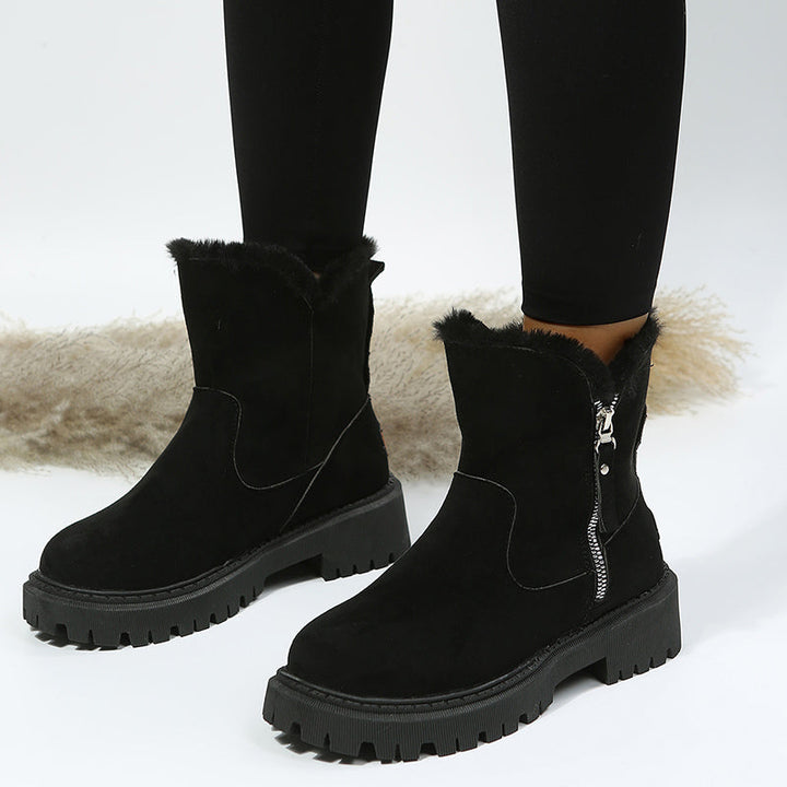 Drune | Winter-Boots Damen mit Reißverschluss & dicker Profilsohle - Rutschfeste Schneestiefel