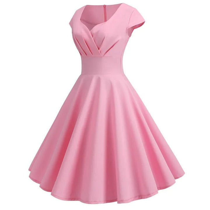 Drune | Vintage Sommerkleid mit großem V-Ausschnitt, lockerer Passform und Rüschen
