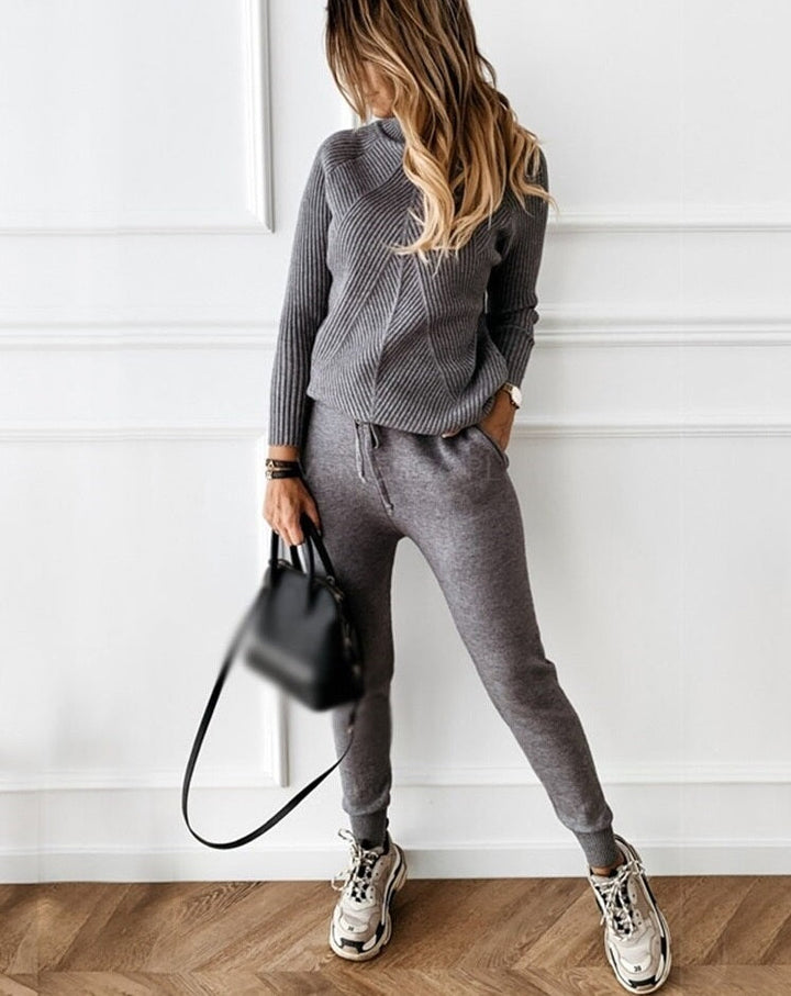 Drune | Trainingsanzug Warm und trendy zweiteiliges Set für Damen mit Rollkragenpullover und Hose