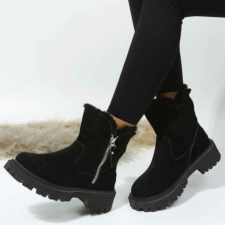 Drune | Winter-Boots Damen mit Reißverschluss & dicker Profilsohle - Rutschfeste Schneestiefel