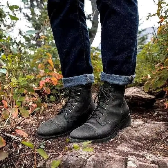 Drune | Weinlese Lederstiefel Mit Schnürung