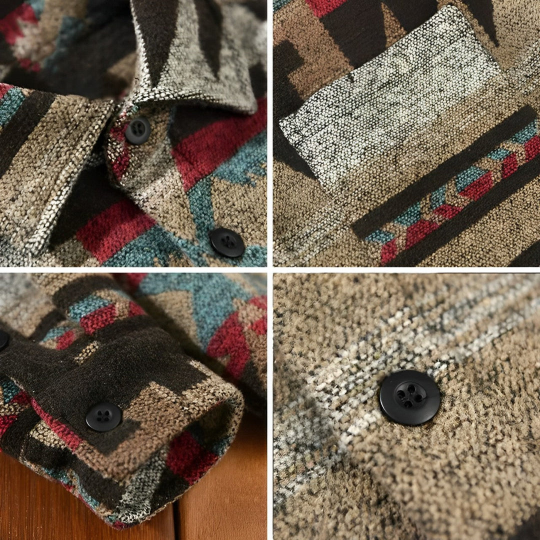 Drune | Lässig Schnitt Musterdesign Langarmknopfverschluss