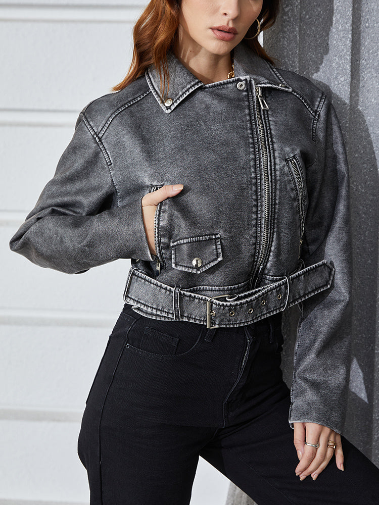 Drune | Kurze, verblasste Jeansjacke | Alanaria