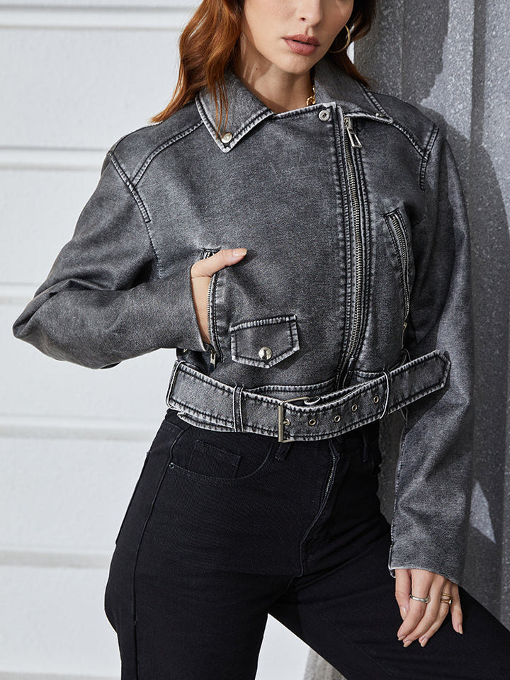 Drune | Kurze, verblasste Jeansjacke | Alanaria