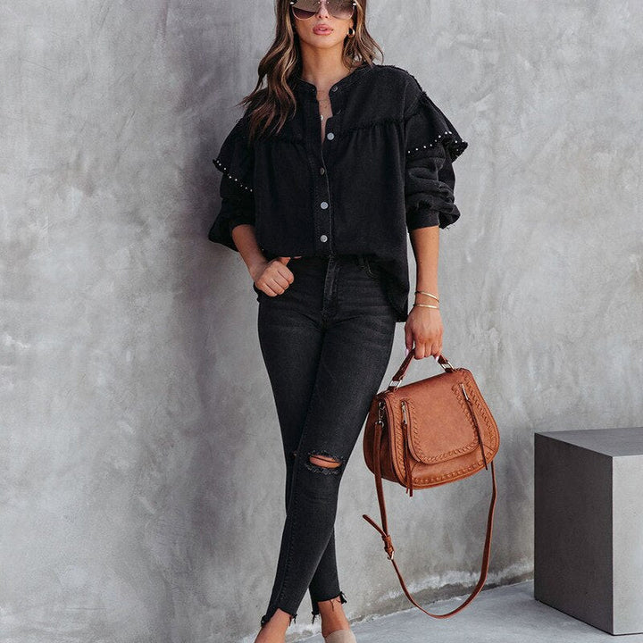 Drune Bluse | Trendige feminine Bluse aus farbigem Drune Stoff