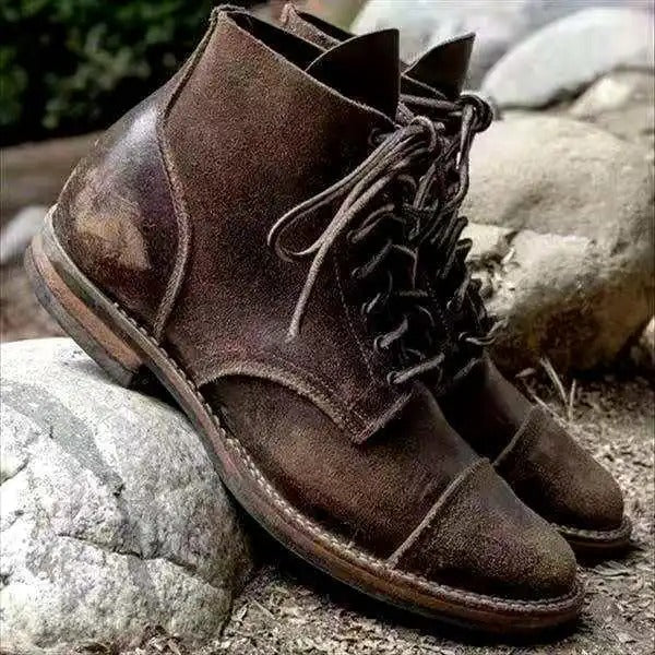 Drune | Weinlese Lederstiefel Mit Schnürung