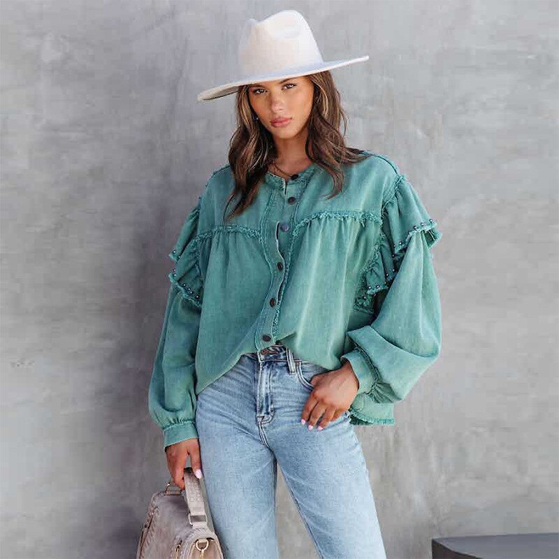 Drune Bluse | Trendige feminine Bluse aus farbigem Drune Stoff