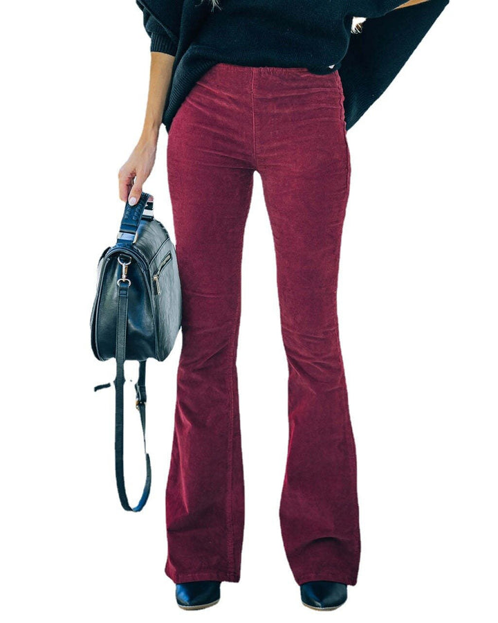 Drune | Elastische Taille Lässige Hose Schlanke ausgestellte Hose