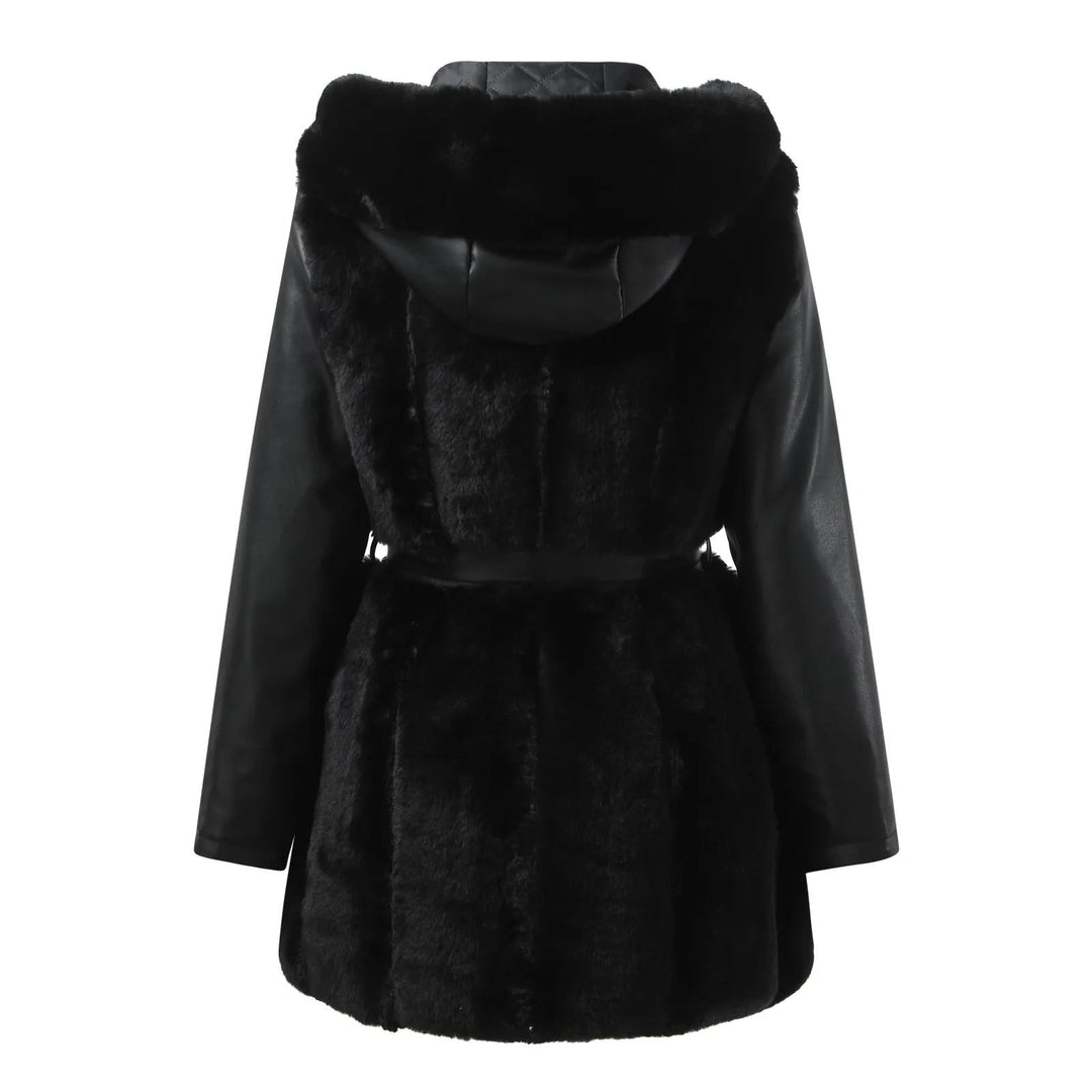 Drune | Stilvolle vegane Lederjacke mit Kunstfellkragen für Damen