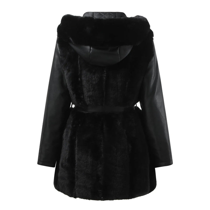 Drune | Schicke Vegane Lederjacke mit Kunstfellkragen Für Damen