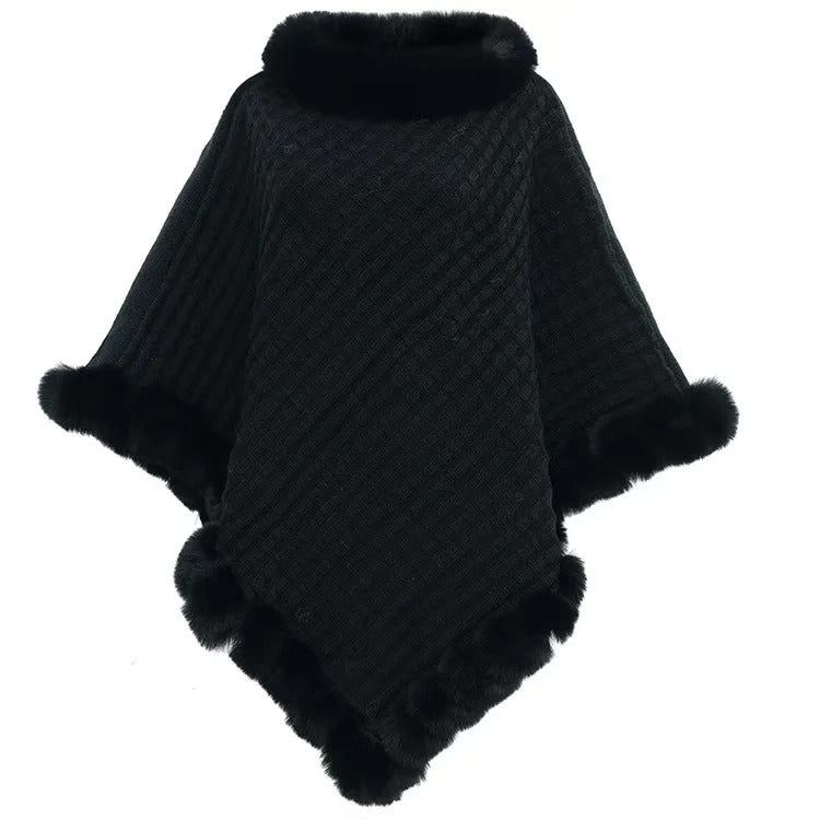 Drune | Gemütlicher Vintage Strickmantel mit Kragen aus Kunstfell