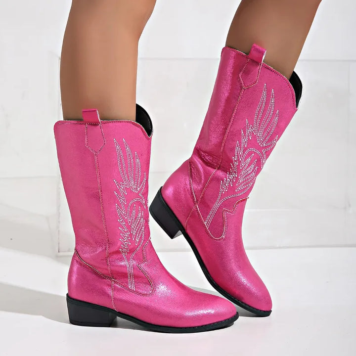 Drune - PU-Leder-Cowboystiefel mit weichem Innenfutter