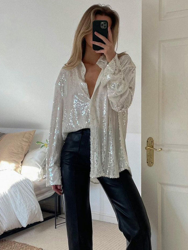 Drune - Extragroßes Glitzerhemd für Damen