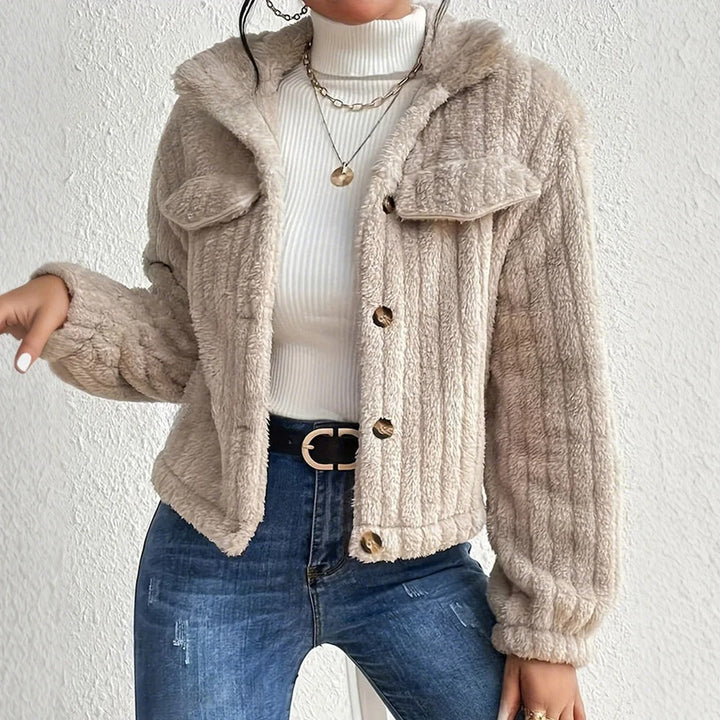 Drune | Eleganter Teddy Mantel Kurz mit Taschen Warmer mantel