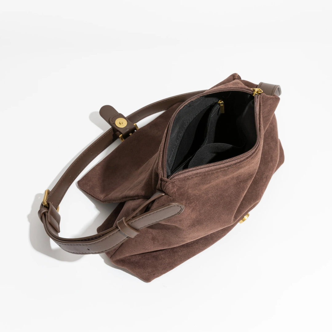 Drune | Wildleder Schultertasche für Damen - Stilvolle und Luxus Handtasche