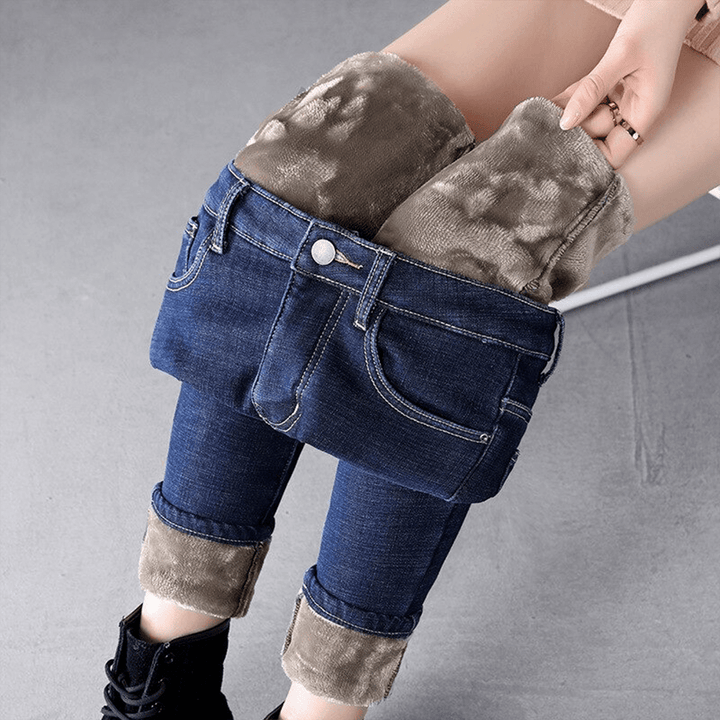 Drune | Dehnbare Warme Fleece-Jeans